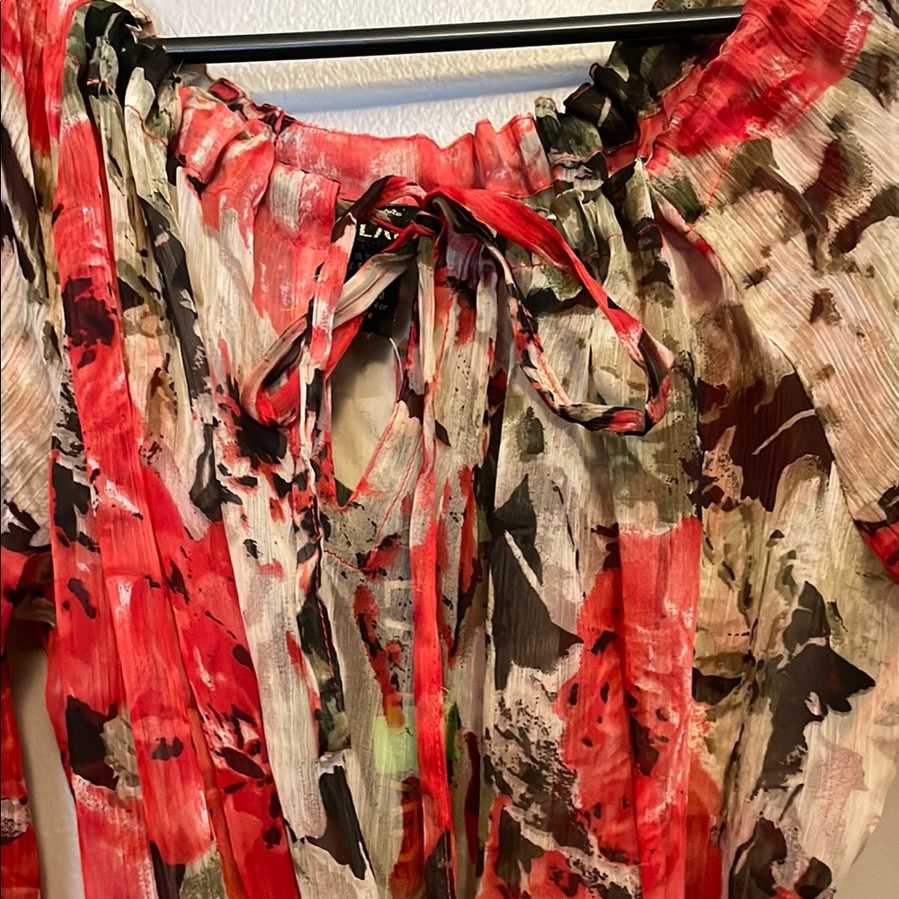 Floral Off-Shoulder Sheer Mini Dress - Picture 7 of 8